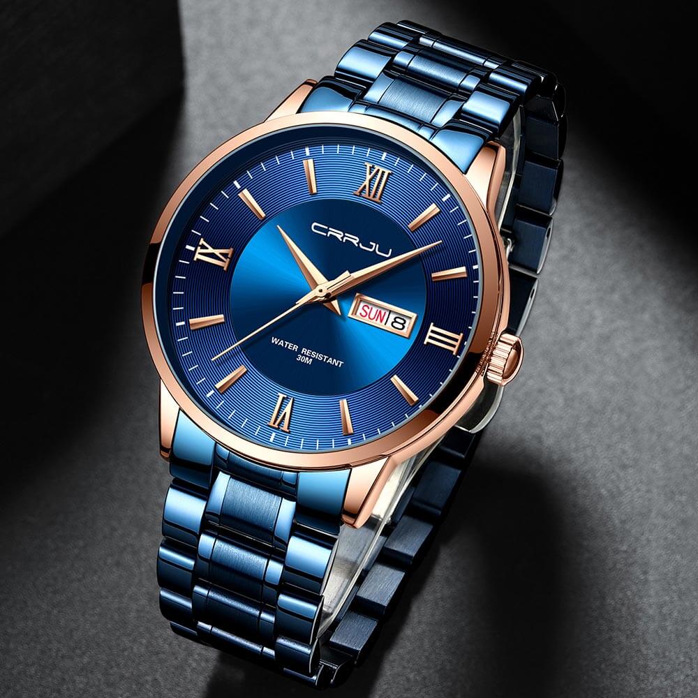 Men's Waterproof Sports Watch - Stainless Steel Chronograph