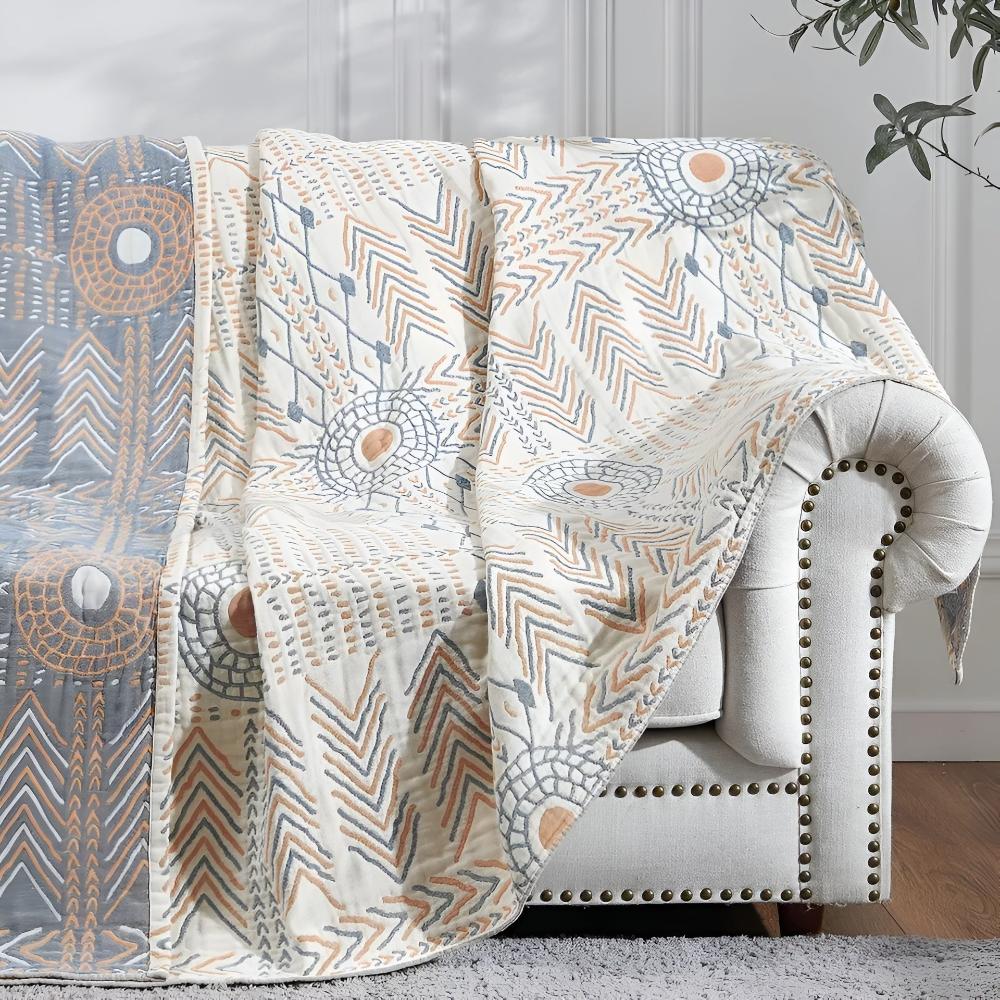 Reversible Cotton Throw Blanket - Cosy Dual-Sided Sofa & Bed Throw