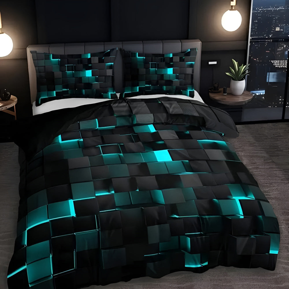 GEOMATRIX 3-Piece Quilt Cover Set, Modern Bedding