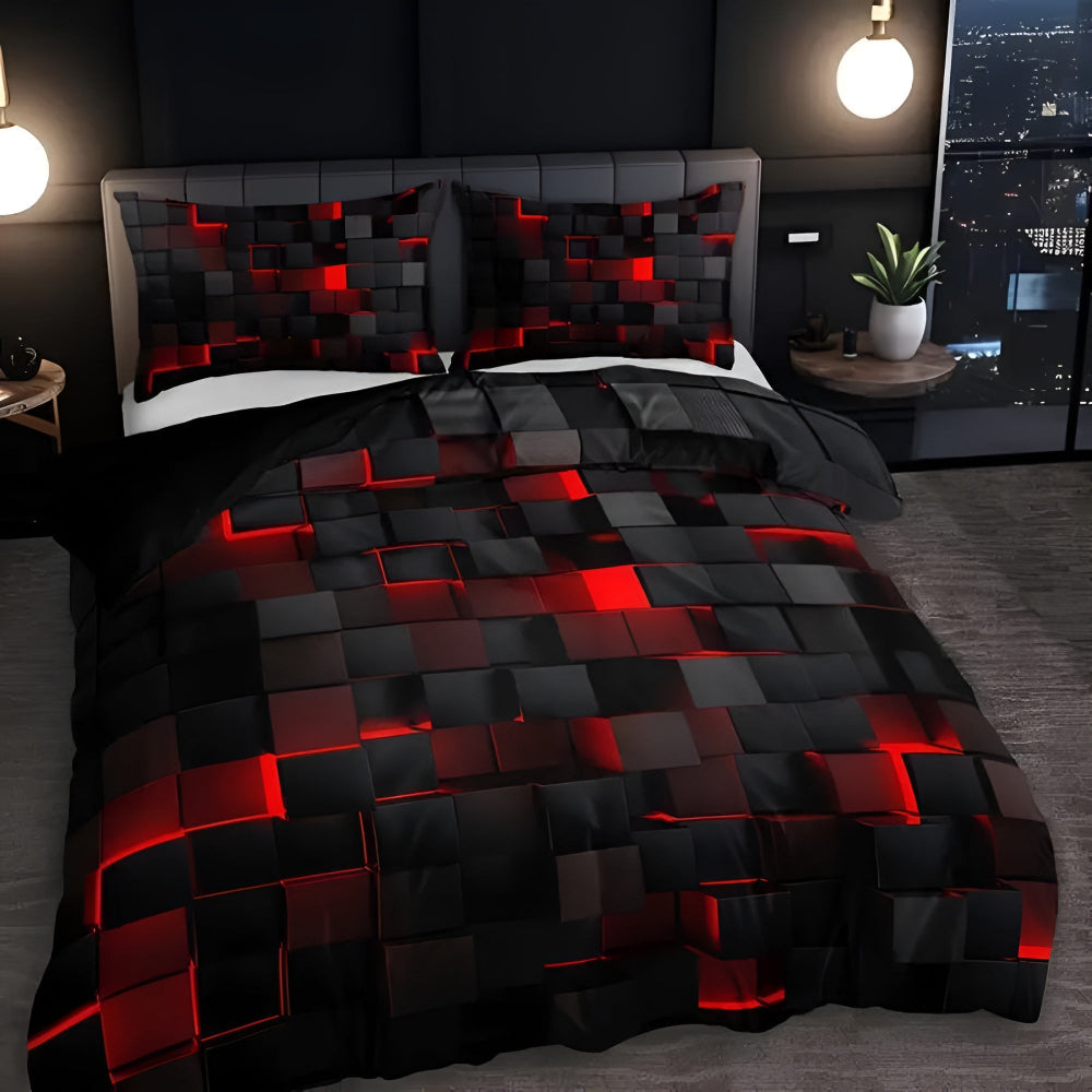 GEOMATRIX 3-Piece Quilt Cover Set, Modern Bedding
