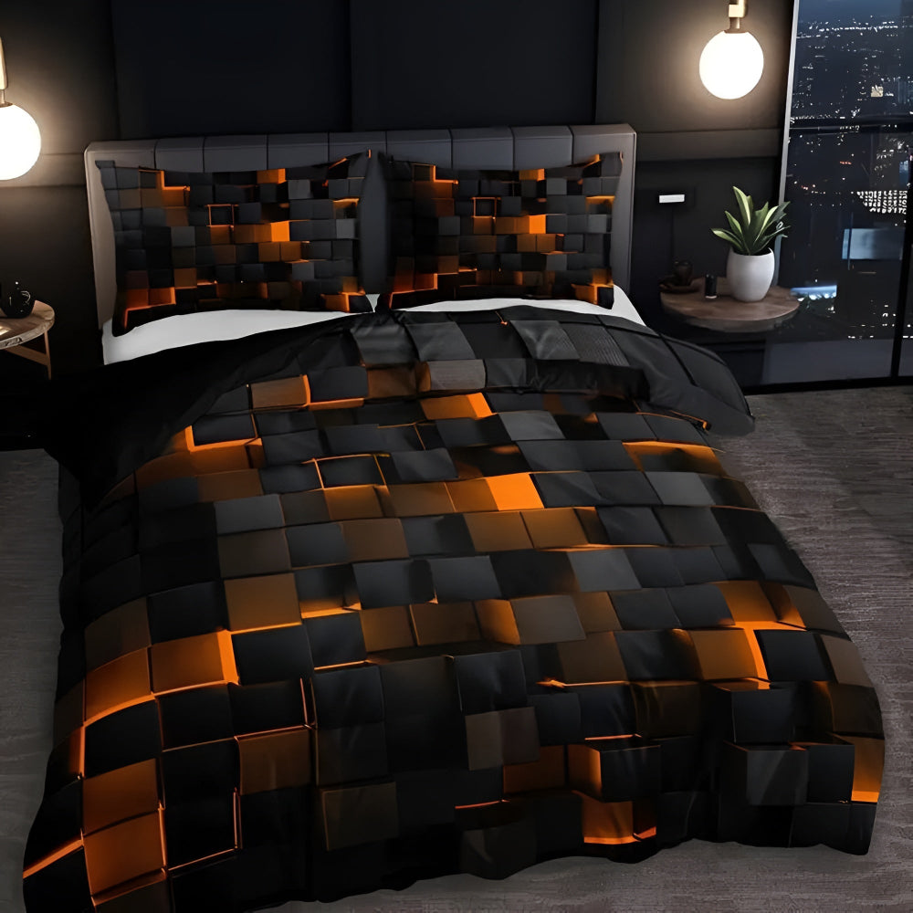 GEOMATRIX 3-Piece Quilt Cover Set, Modern Bedding