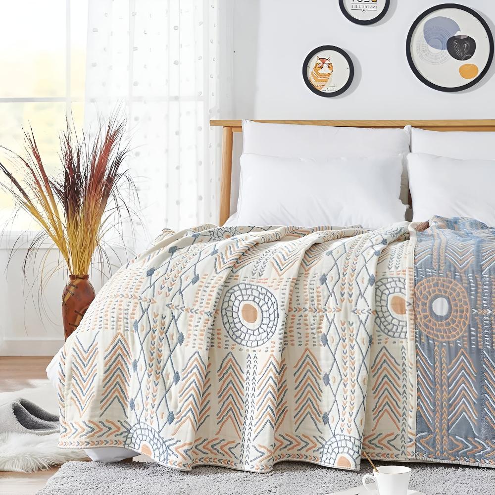 Reversible Cotton Throw Blanket - Cosy Dual-Sided Sofa & Bed Throw