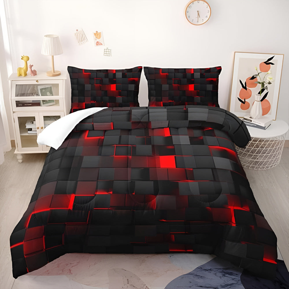 GEOMATRIX 3-Piece Quilt Cover Set, Modern Bedding