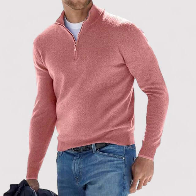 Men's Half-Zip Sweater with Cashmere-Soft Feel