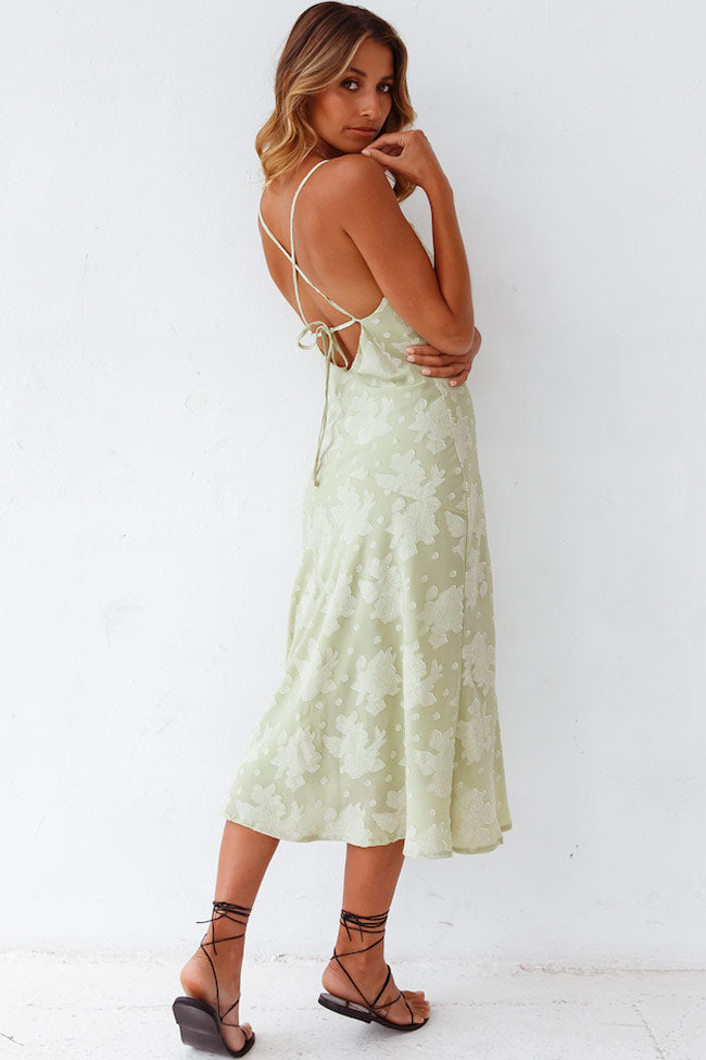 Women's Floral Cowl Neck Slip Midi Dress with High Slit