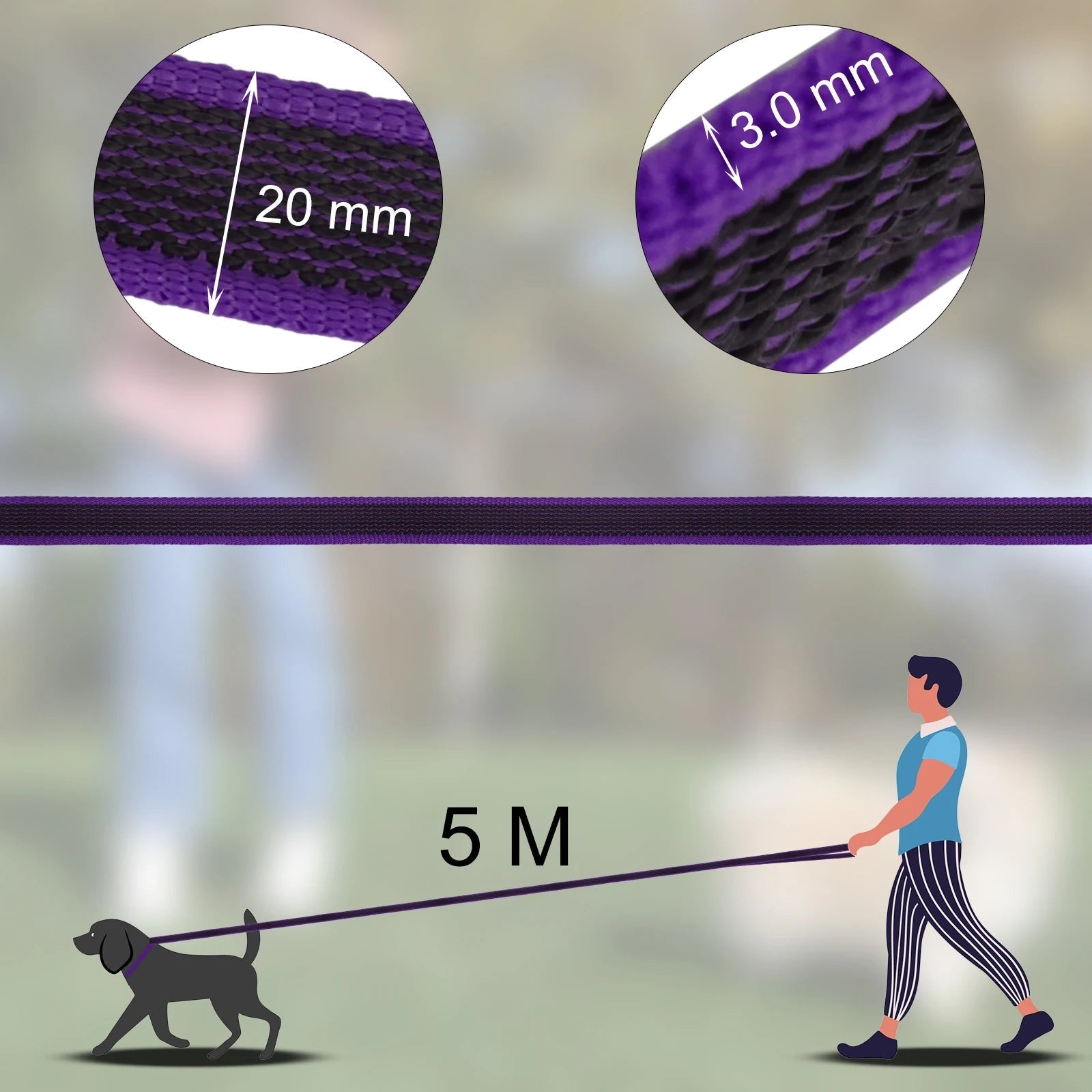 Extra Long Waterproof Dog Lead with Comfy Handle