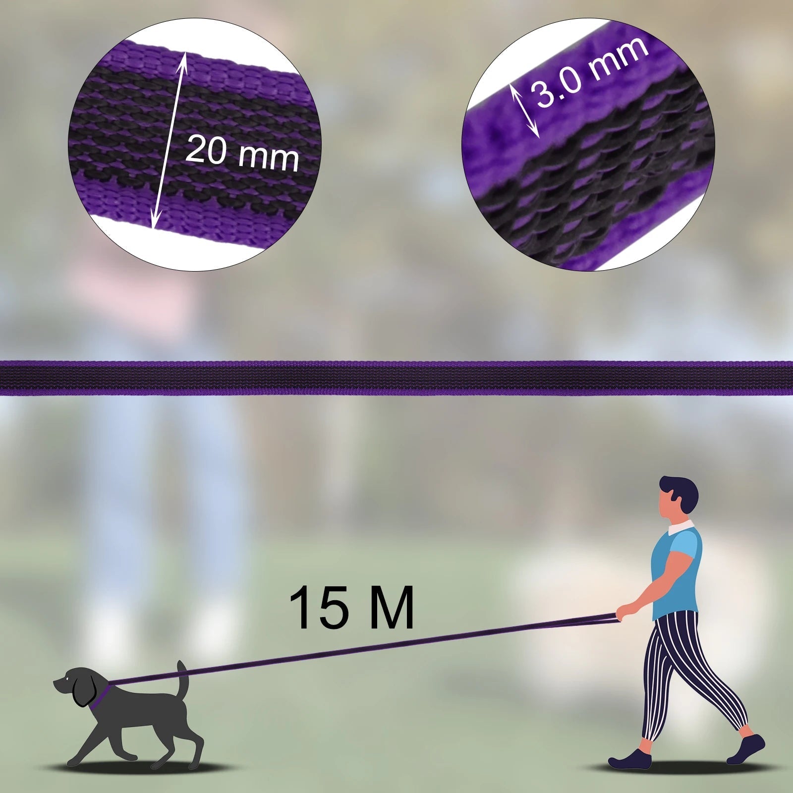Extra Long Waterproof Dog Lead with Comfy Handle