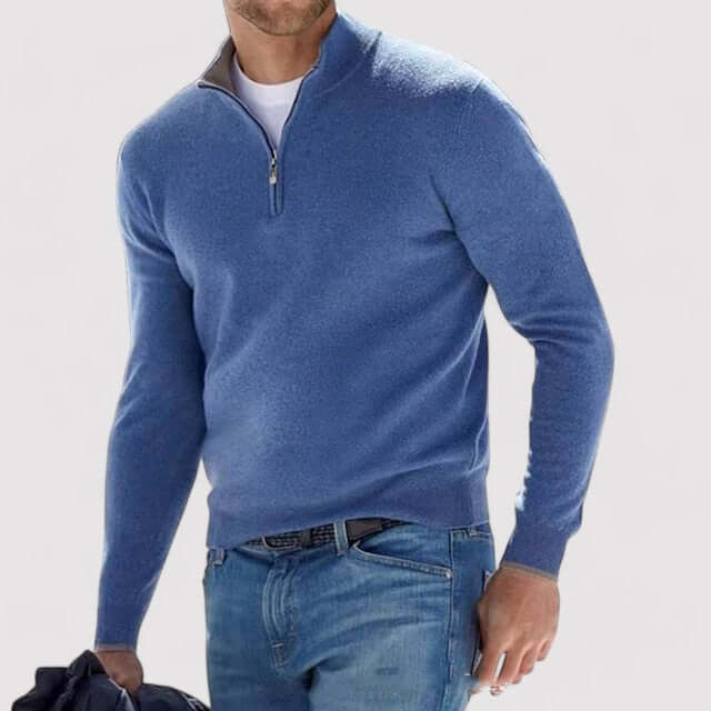 Men's Half-Zip Sweater with Cashmere-Soft Feel