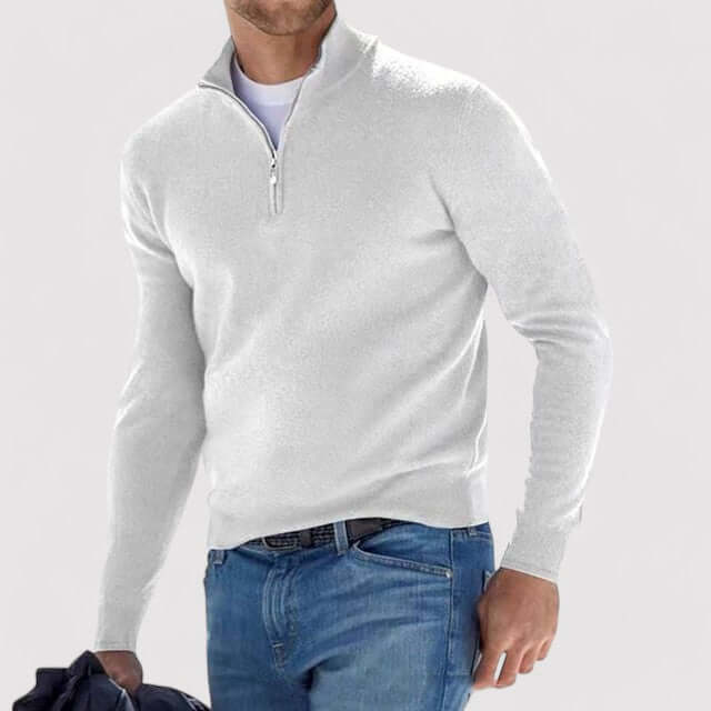 Men's Half-Zip Sweater with Cashmere-Soft Feel
