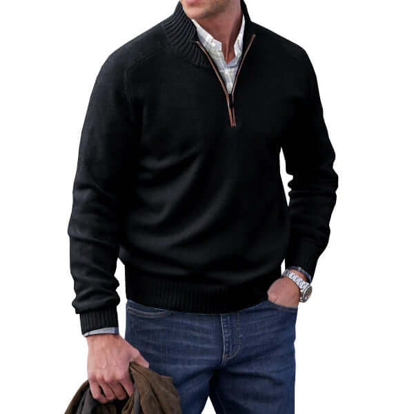 Men's Cashmere-Feel Zip Sweater