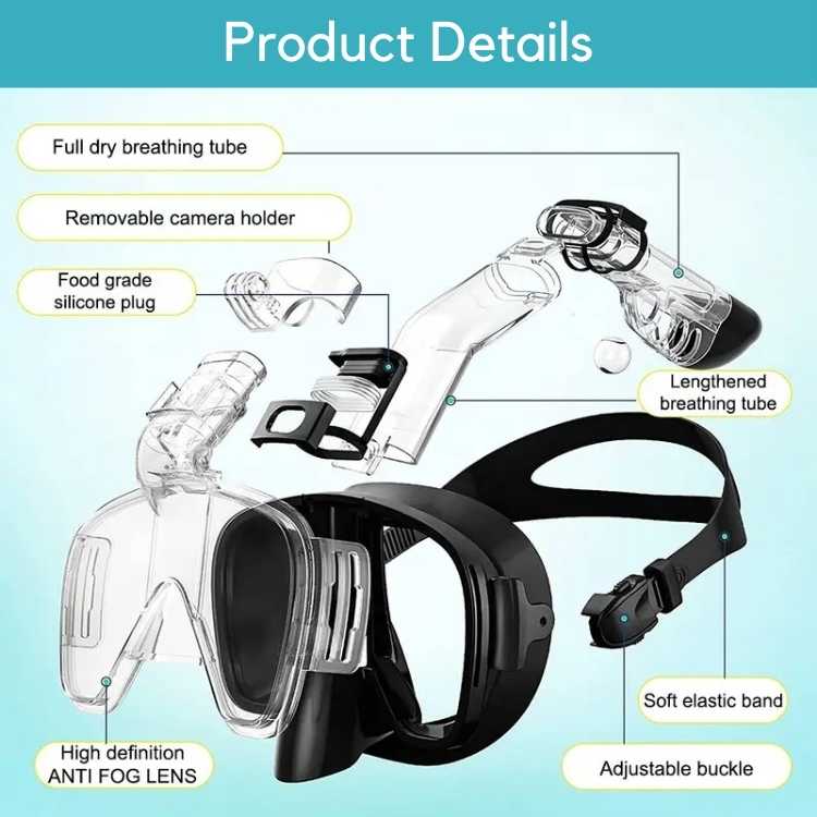 Foldable Full-Face Snorkel Mask with 180° Panoramic View