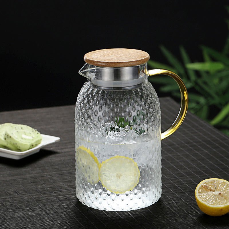 Heat-Resistant Glass Jug with Bamboo Lid, Hot & Cold Pitcher