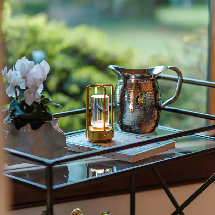 Nordic Crystal Table Lantern - Cordless Rechargeable LED Lamp