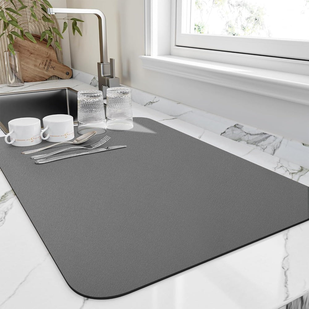 Quick-Dry Kitchen Dish Mat - Absorbent Diatomite