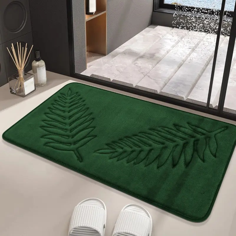 Lush Leaf Comfort Bath Mat Set - 2 Pc Memory Foam Mats