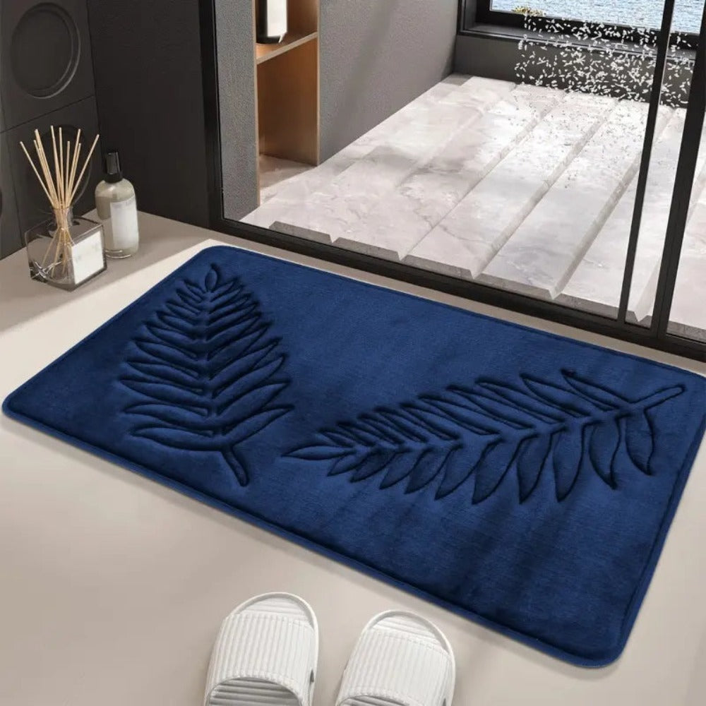 Lush Leaf Comfort Bath Mat Set - 2 Pc Memory Foam Mats
