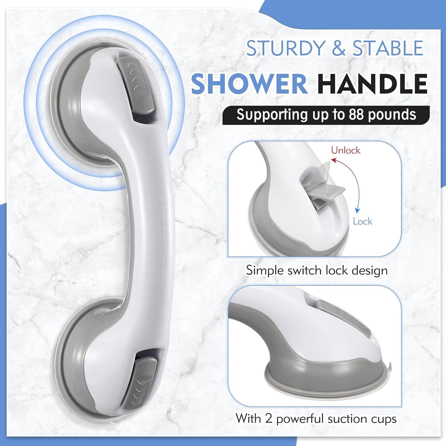 Suction Grab Bar - No-Drill Bathroom Support Handle