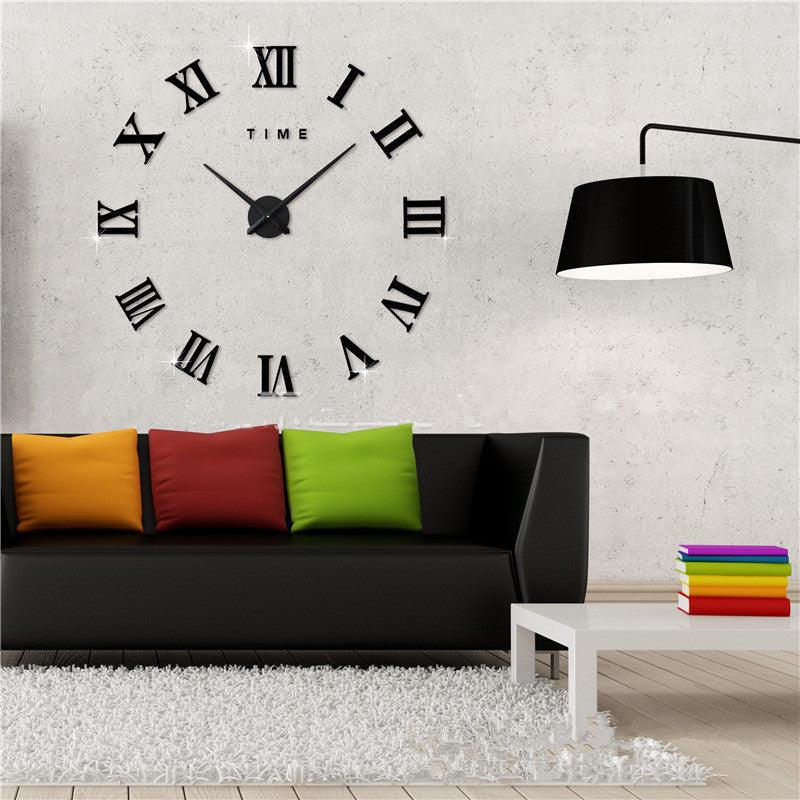 Modern Wall Clock – Roman Numeral Silver Mirror Design