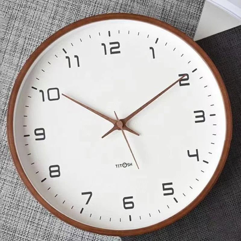 Nordic Minimalist Wooden Wall Clock - Silent Quartz Movement