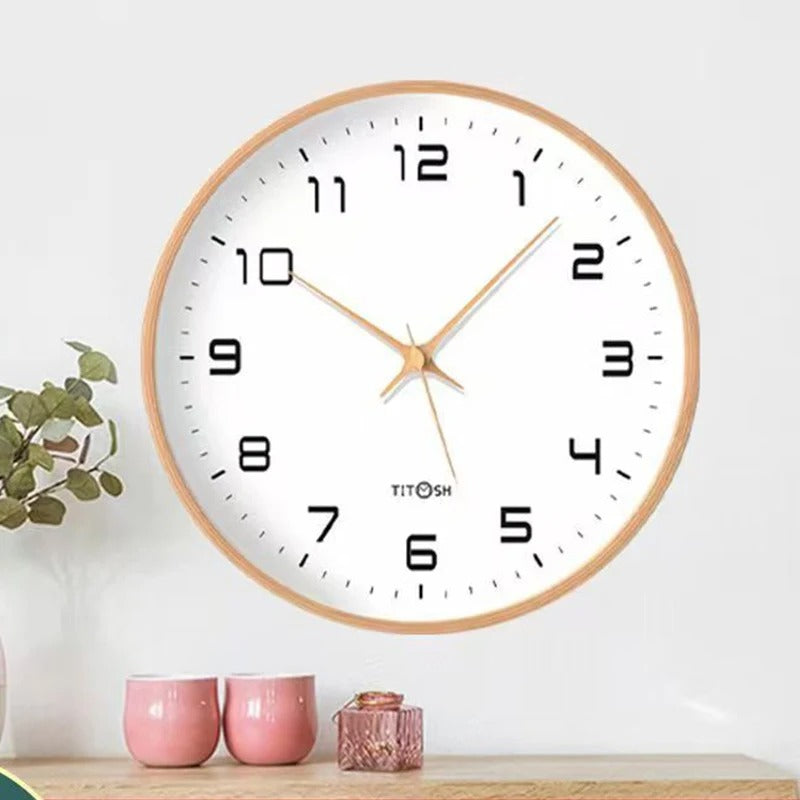 Nordic Minimalist Wooden Wall Clock - Silent Quartz Movement