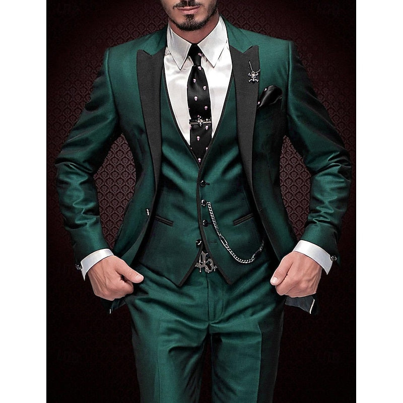 Men's Three-Piece Suit Set - Blazer, Vest & Trousers