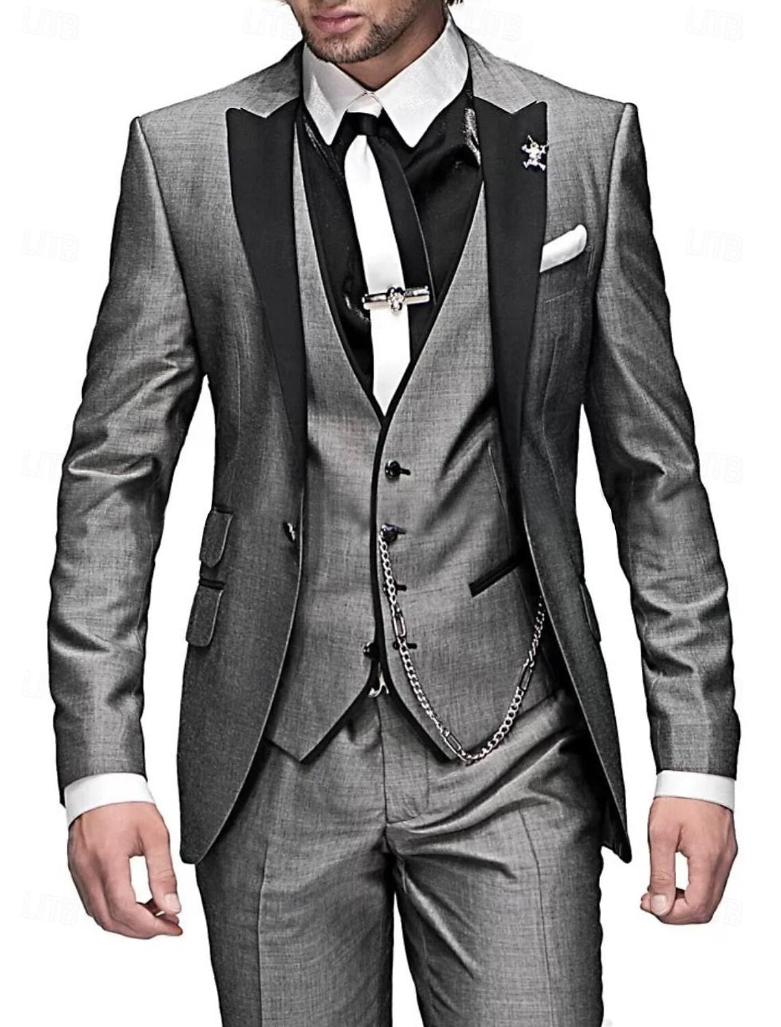 Men's Three-Piece Suit Set - Blazer, Vest & Trousers