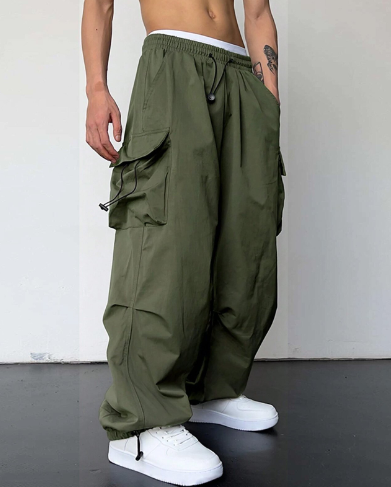 Men's Baggy Wide Leg Cargo Pants - Casual Comfort Fit