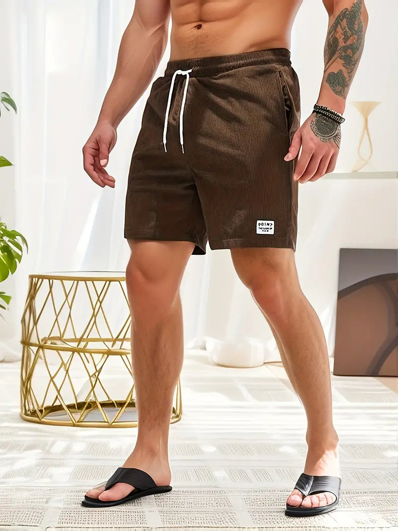 Men's Loose-Fit Corduroy Shorts with Drawstring Waist