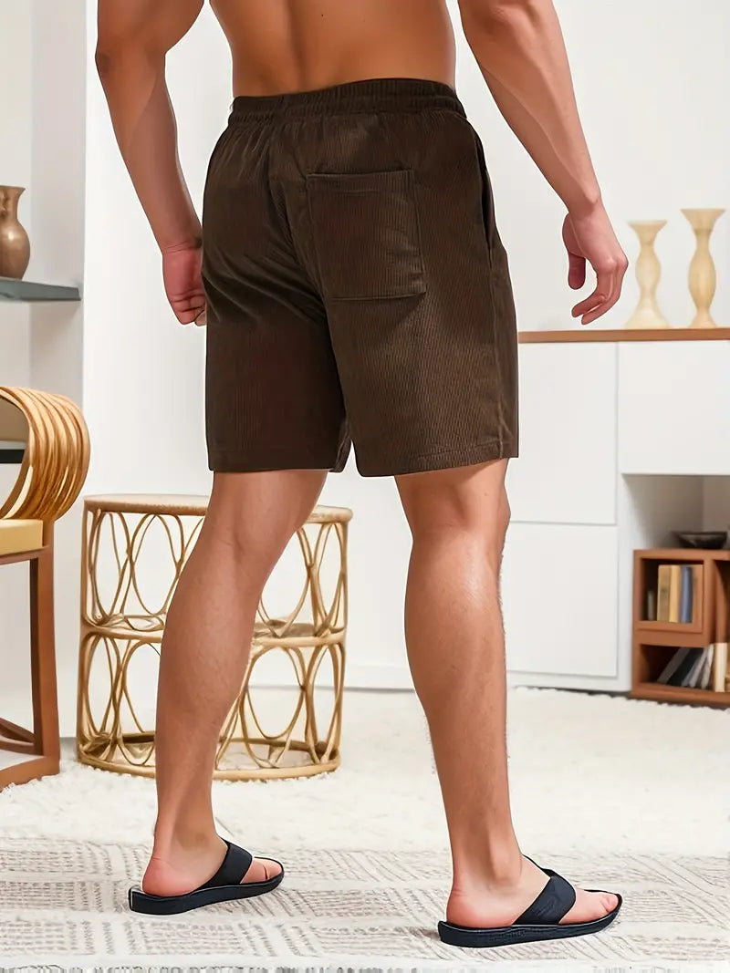 Men's Loose-Fit Corduroy Shorts with Drawstring Waist