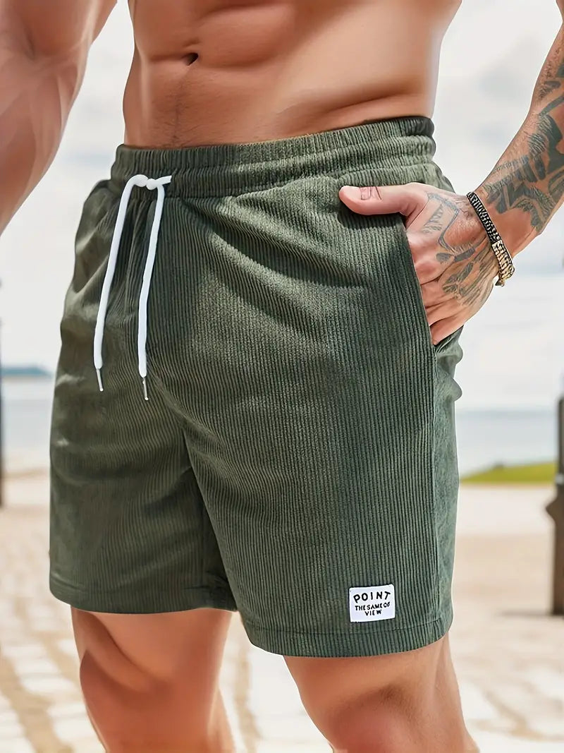 Men's Loose-Fit Corduroy Shorts with Drawstring Waist