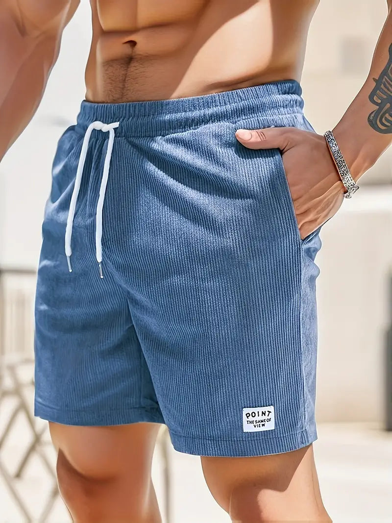 Men's Loose-Fit Corduroy Shorts with Drawstring Waist