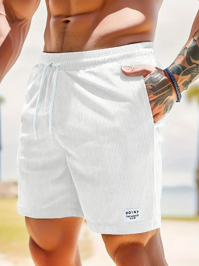 Men's Loose-Fit Corduroy Shorts with Drawstring Waist