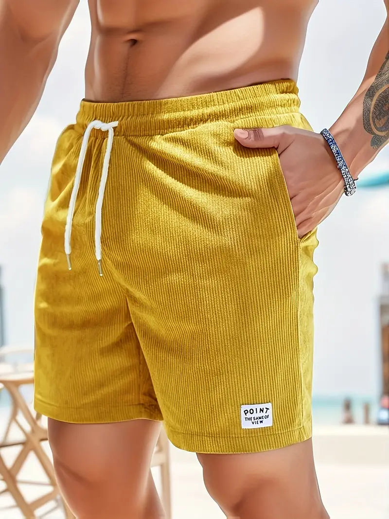 Men's Loose-Fit Corduroy Shorts with Drawstring Waist