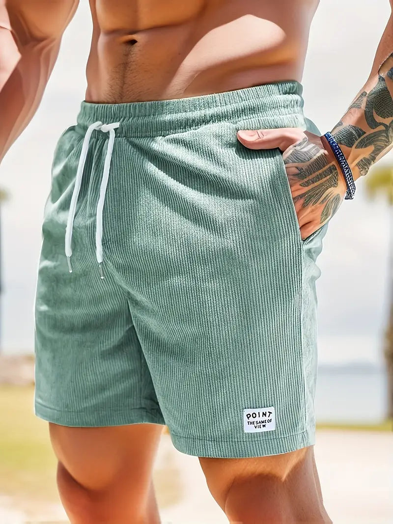 Men's Loose-Fit Corduroy Shorts with Drawstring Waist