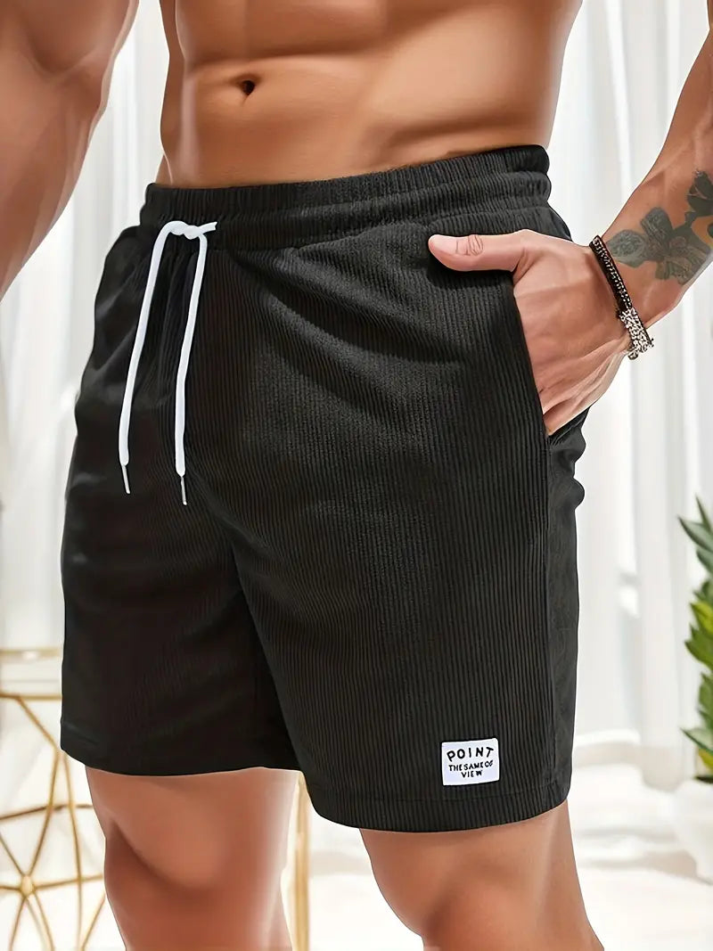 Men's Loose-Fit Corduroy Shorts with Drawstring Waist