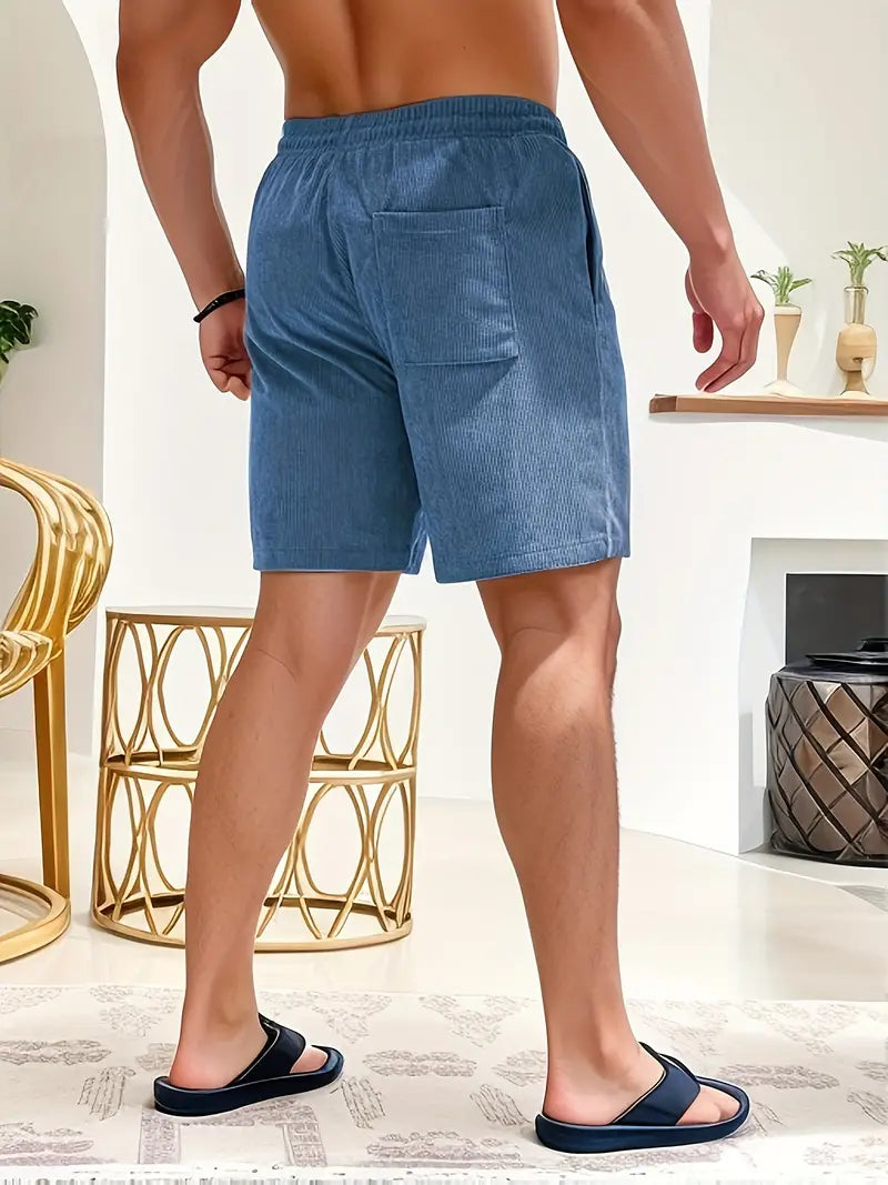 Men's Loose-Fit Corduroy Shorts with Drawstring Waist