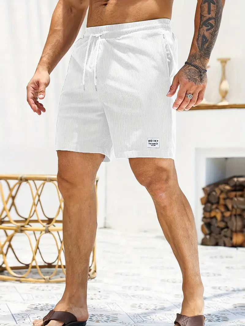 Men's Loose-Fit Corduroy Shorts with Drawstring Waist