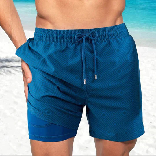 Men's Quick-Dry Swim Shorts with Inner Compression Liner