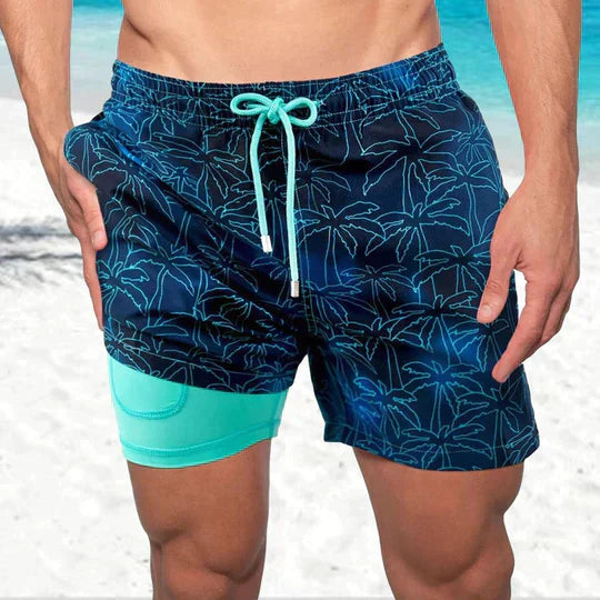 Men's Quick-Dry Swim Shorts with Inner Compression Liner