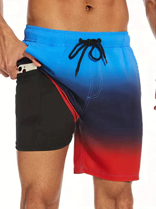 Men's Quick-Dry Swim Shorts with Inner Compression Liner