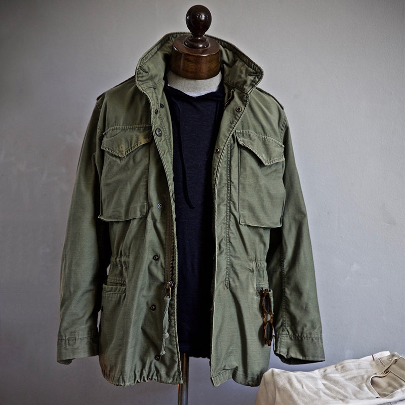 Men's Vintage Military-Style Jacket with Hidden Hood