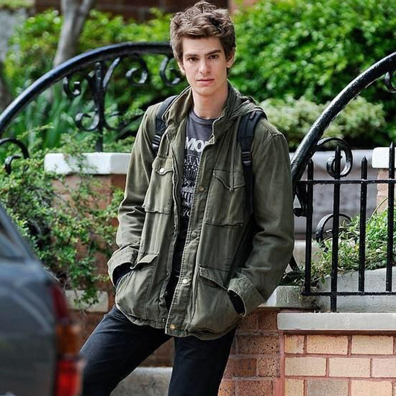 Men's Vintage Military-Style Jacket with Hidden Hood