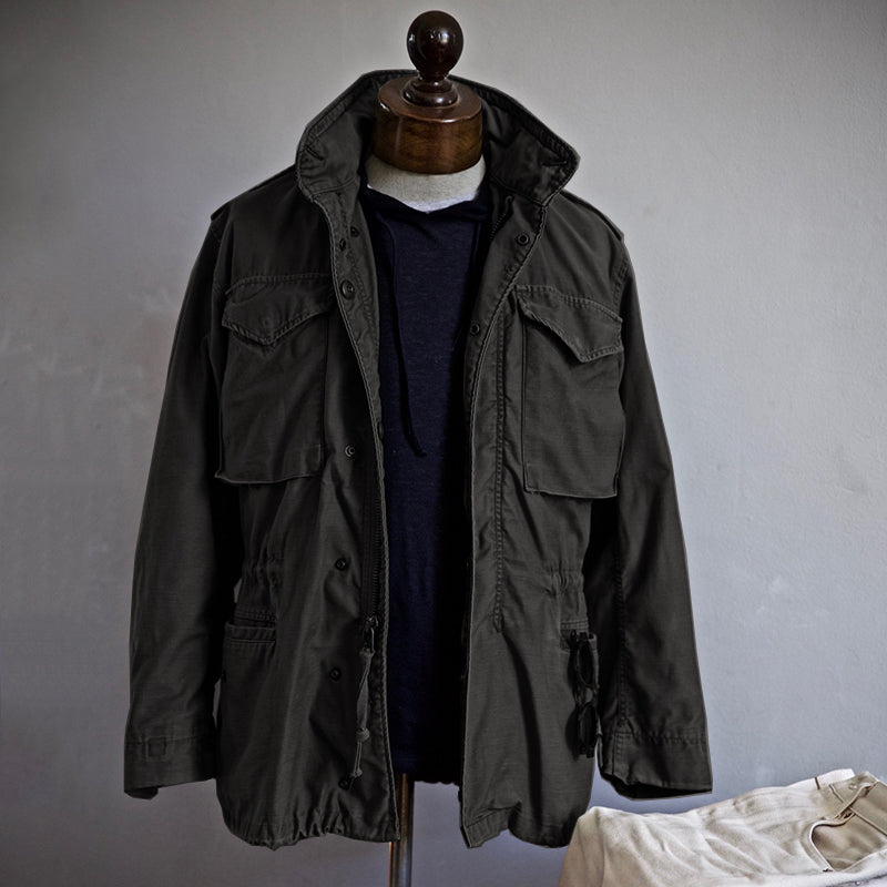 Men's Vintage Military-Style Jacket with Hidden Hood