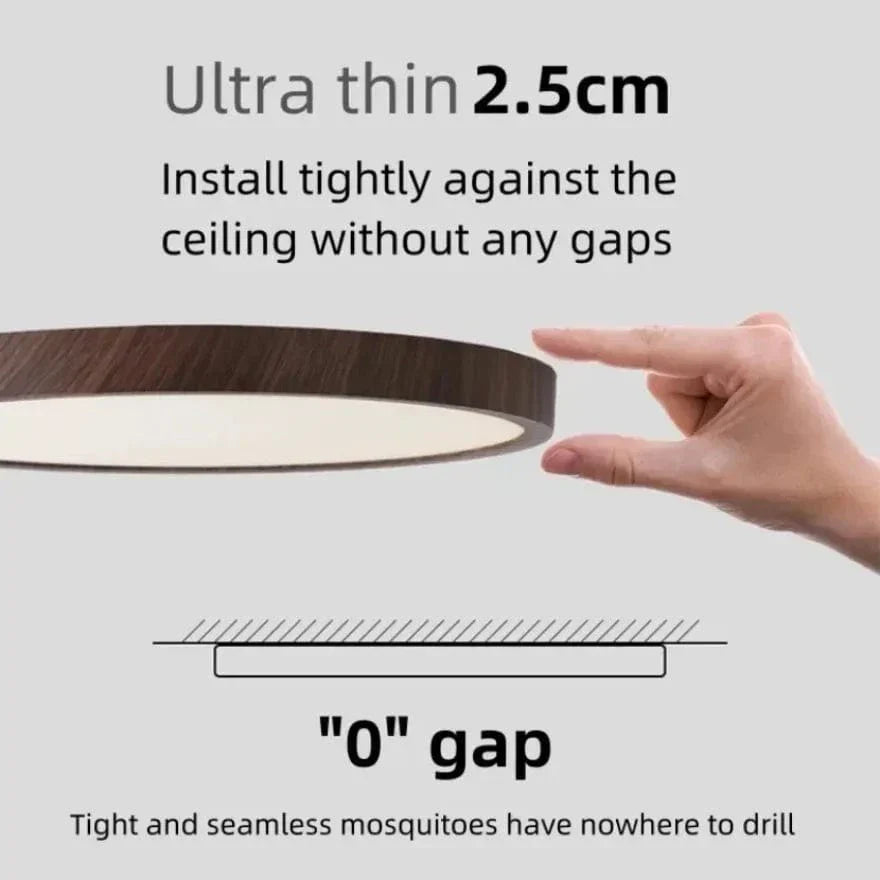 Modern Circular Ultra-Thin Wooden LED Ceiling Light