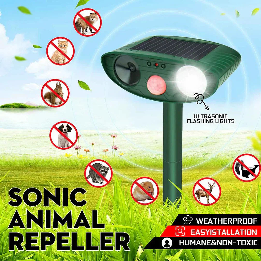Solar-Powered Ultrasonic Deer Repeller for Gardens