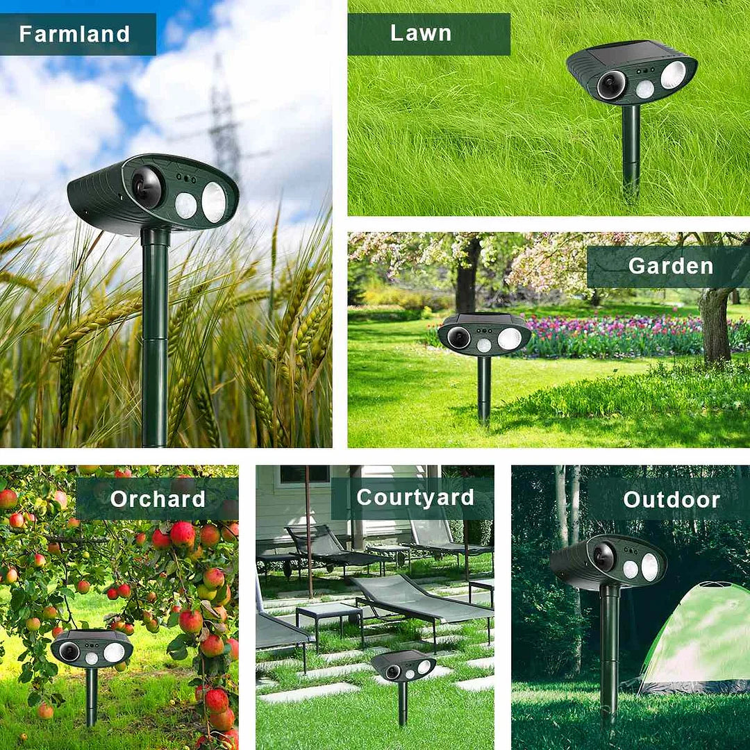 Solar-Powered Ultrasonic Deer Repeller for Gardens
