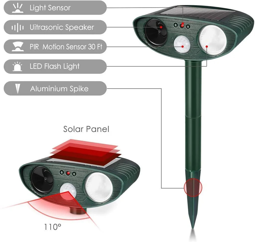 Solar-Powered Ultrasonic Deer Repeller for Gardens