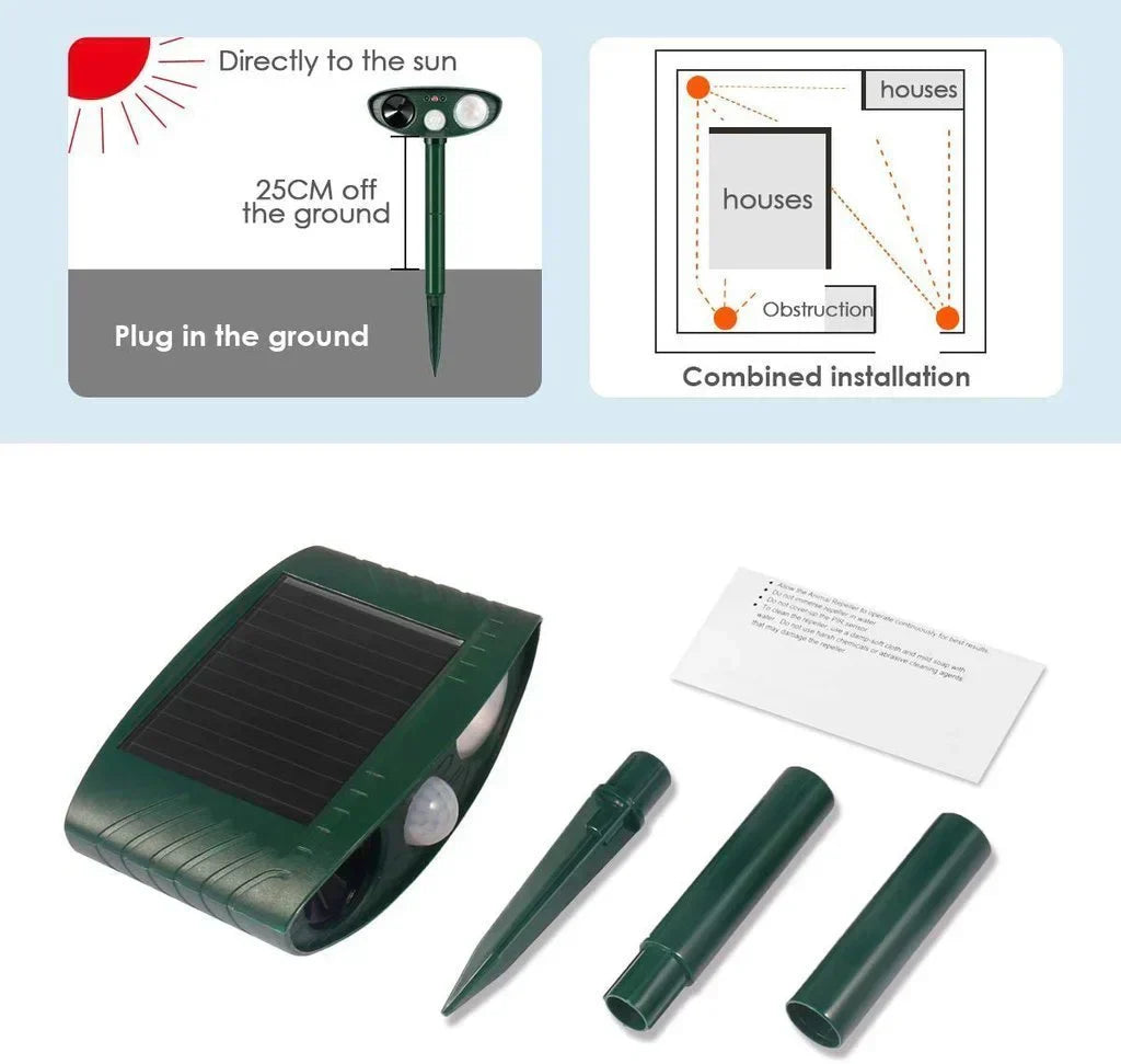 Solar-Powered Ultrasonic Deer Repeller for Gardens