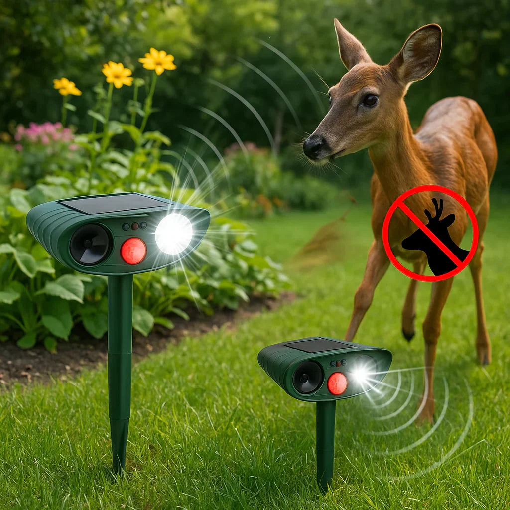 Solar-Powered Ultrasonic Deer Repeller for Gardens