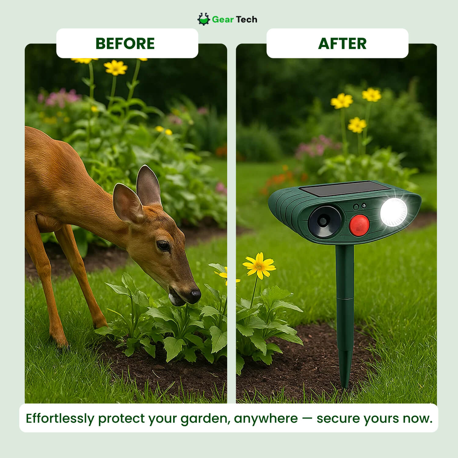 Solar-Powered Ultrasonic Deer Repeller for Gardens